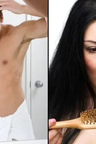 hair-loss-s2-guy-checking-hair-woman-looking-at-brush